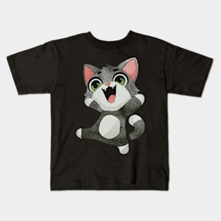 Very happy black and white kitty Kids T-Shirt